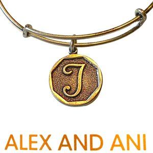 Alex and Ani Silver J  Expandable Bangle Bracelet